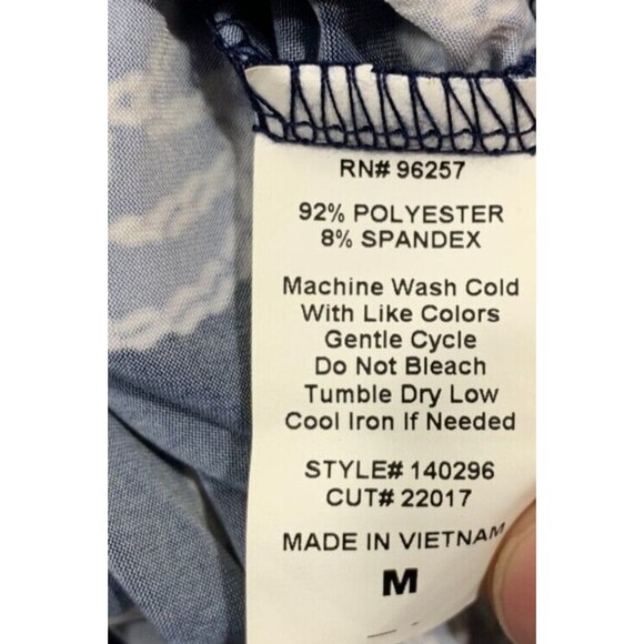 PerSeption Concept Blue Floral Cap Sleeve Midi Dress Polyester Spandex Stretch M - Picture 9 of 14